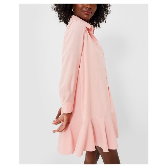 NWT TUCKERNUCK Peach Pink Crepe Callahan Collared Button Down Shirt Dress Size L - Picture 3 of 14